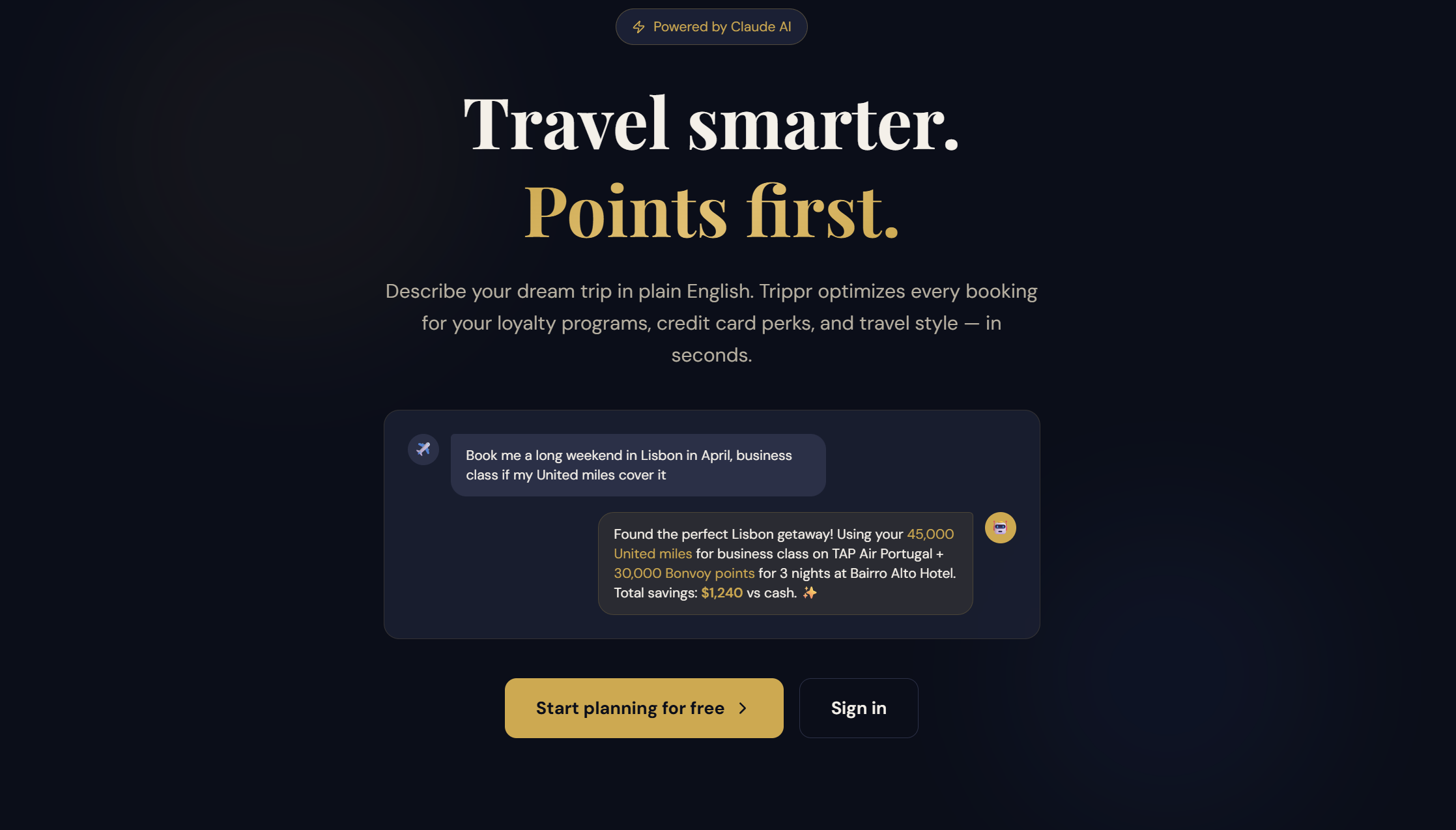 Screenshot of Trippr