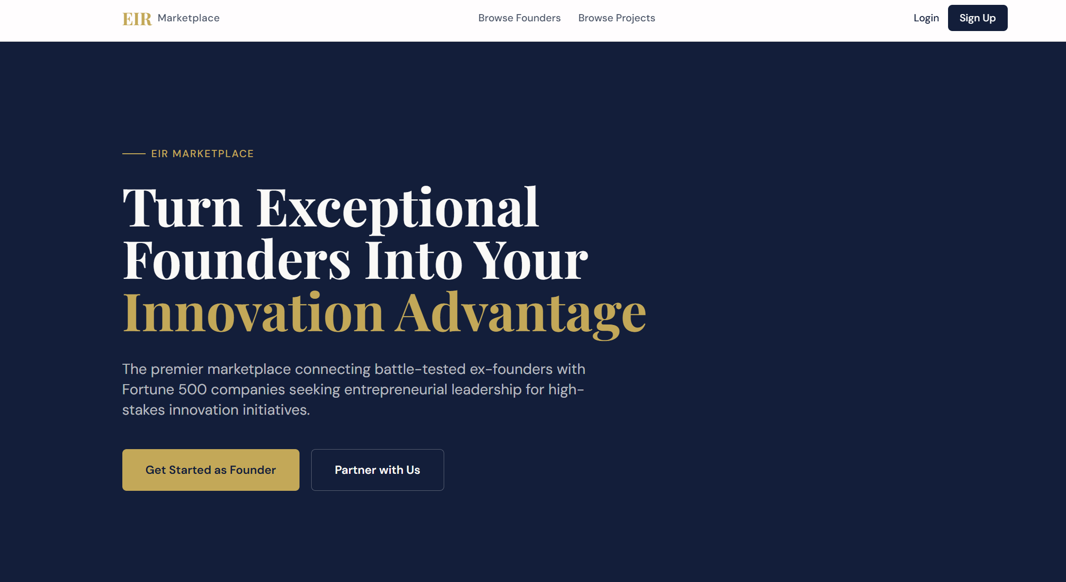 Screenshot of EIR Marketplace