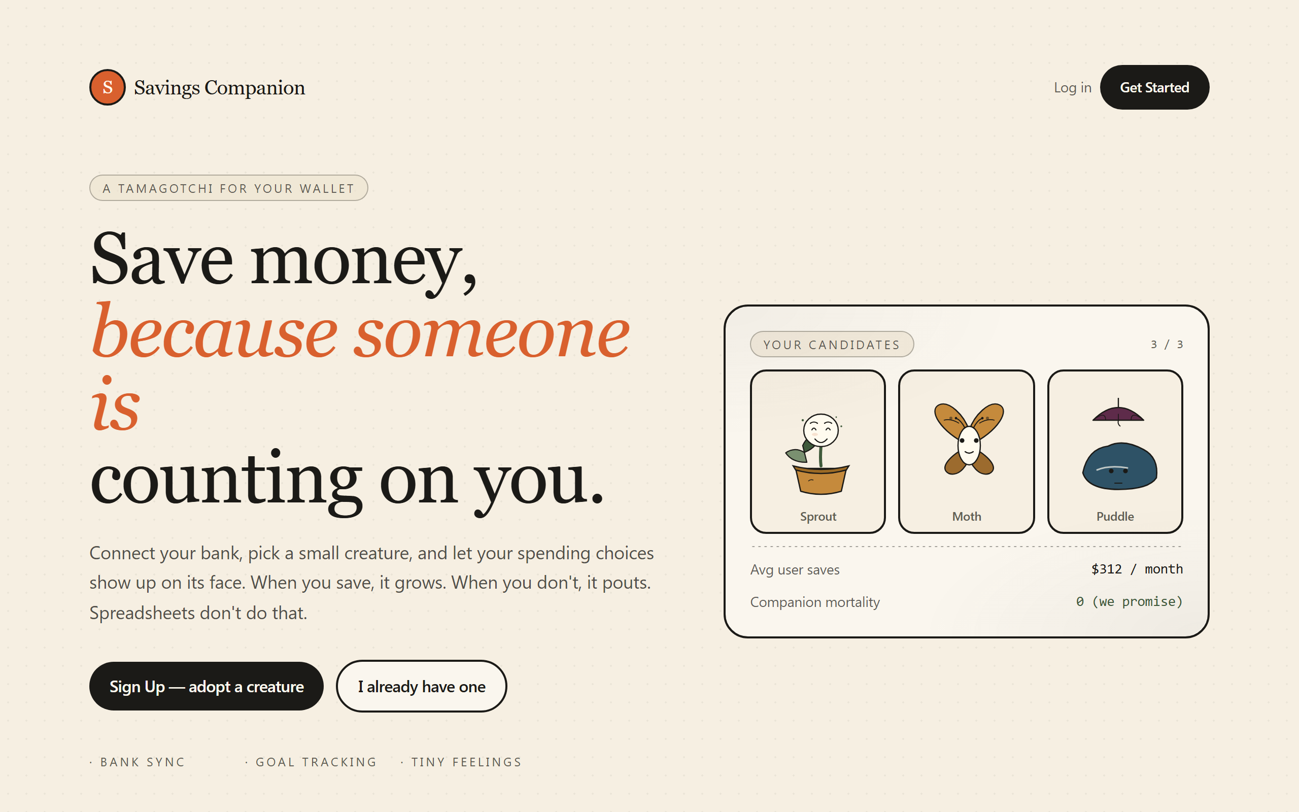 Screenshot of Savings Companion