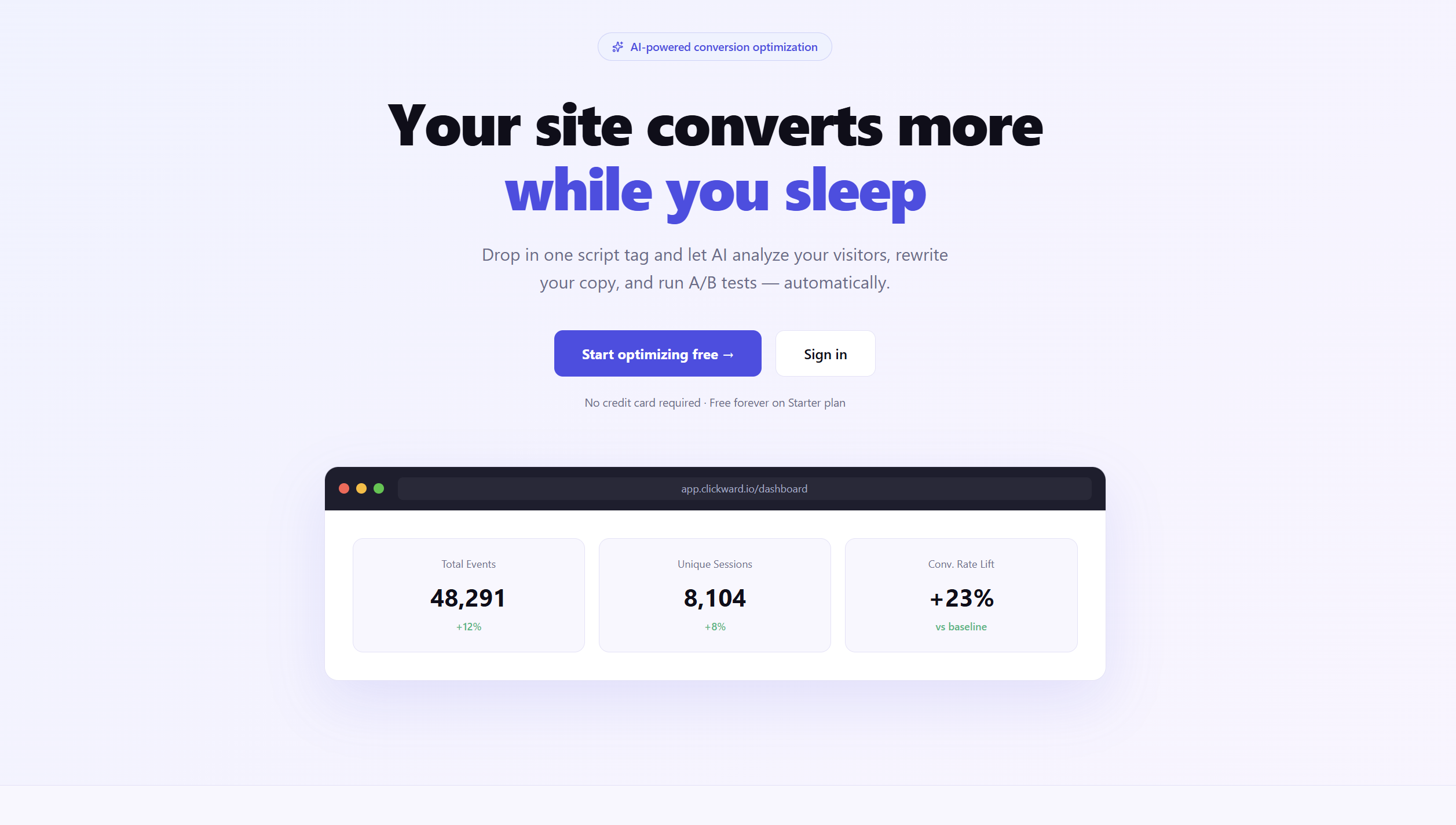 Screenshot of 🍪 Clickward